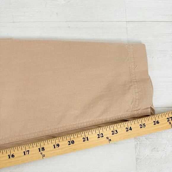 J.Crew Linen Blend Seaside Pants M‎ Almond Biscotti Tapered Drawstring Beach - Picture 13 of 16